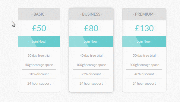 Responsive pricing table design