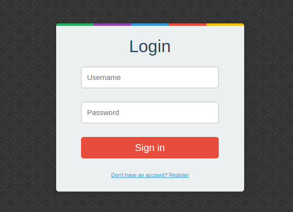 Login and register form