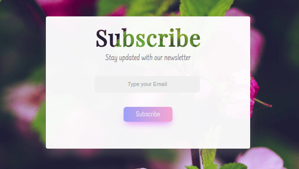 Subscribe form with roses
