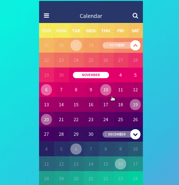 Css only colurful calendar concept