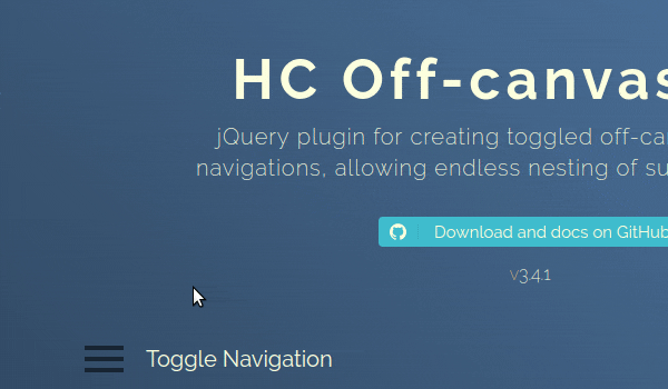 Jquery plugin for creating toggled off canvas navigations