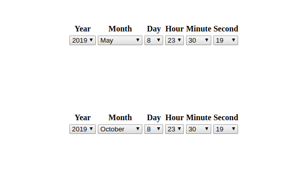 Jquery simple date time picker in selectboxes